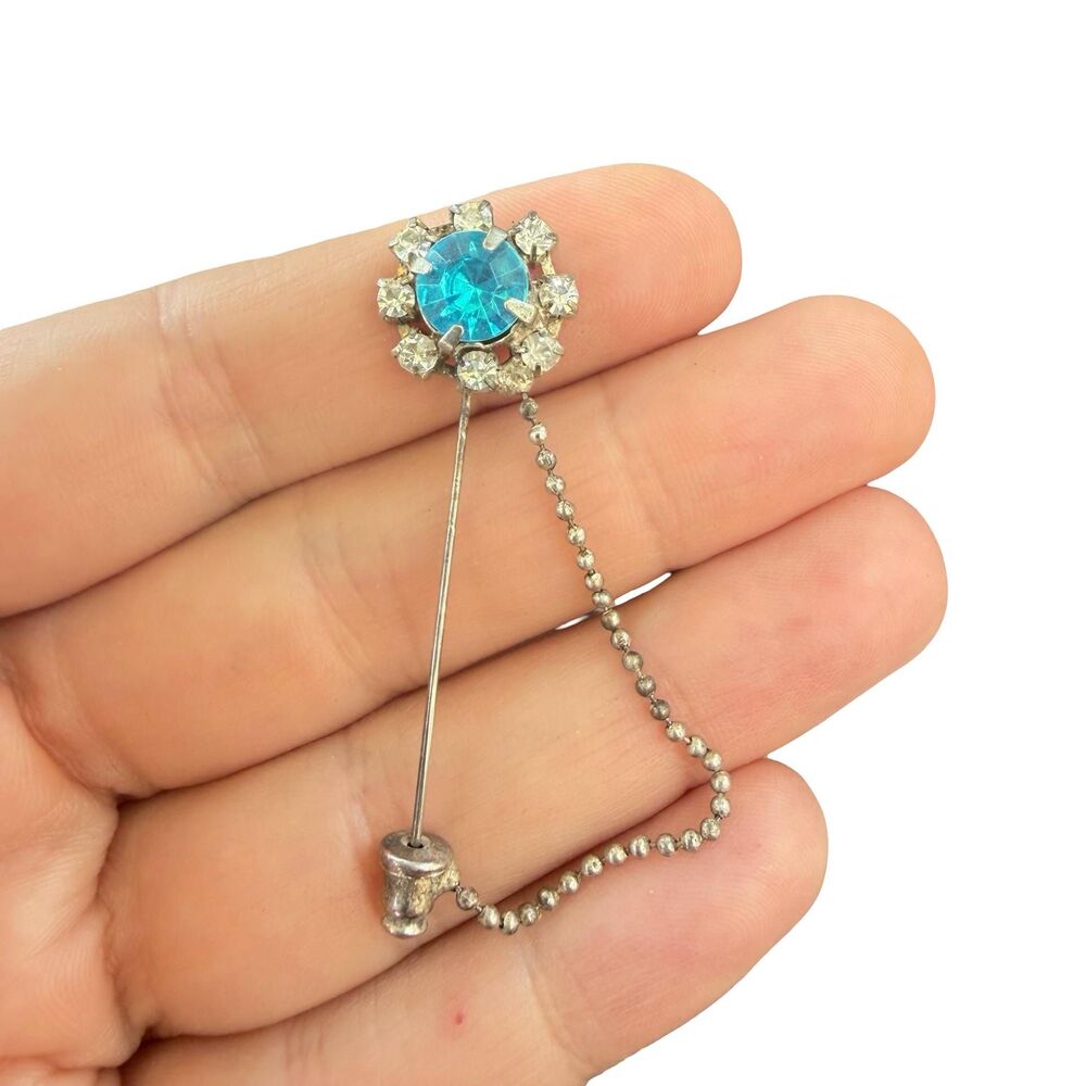Vintage Blue Daisy Hat Pin Stick Pin